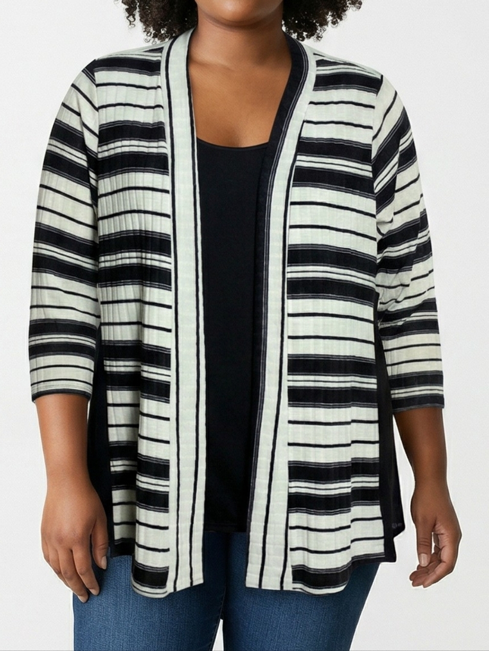 Chic Monochrome Striped Women's Blouse